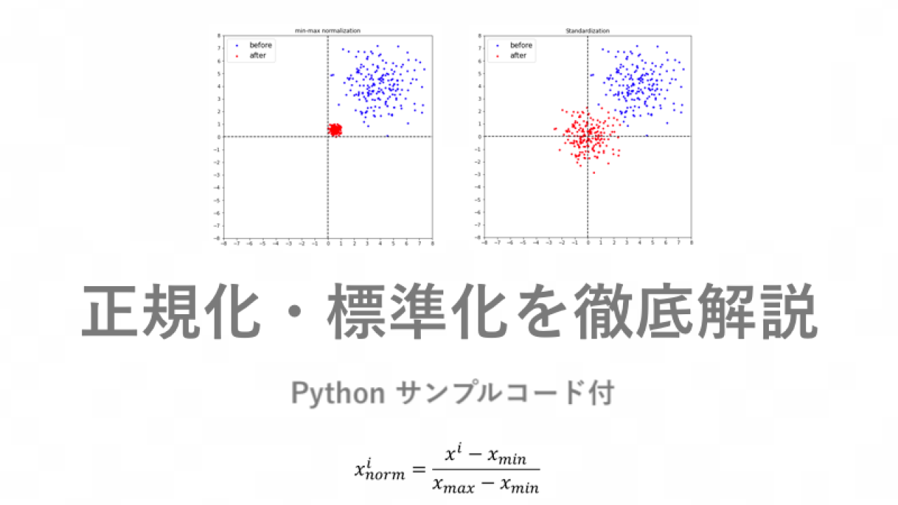 正規化 標準化を徹底解説 Python 前処理 サンプルコード付き